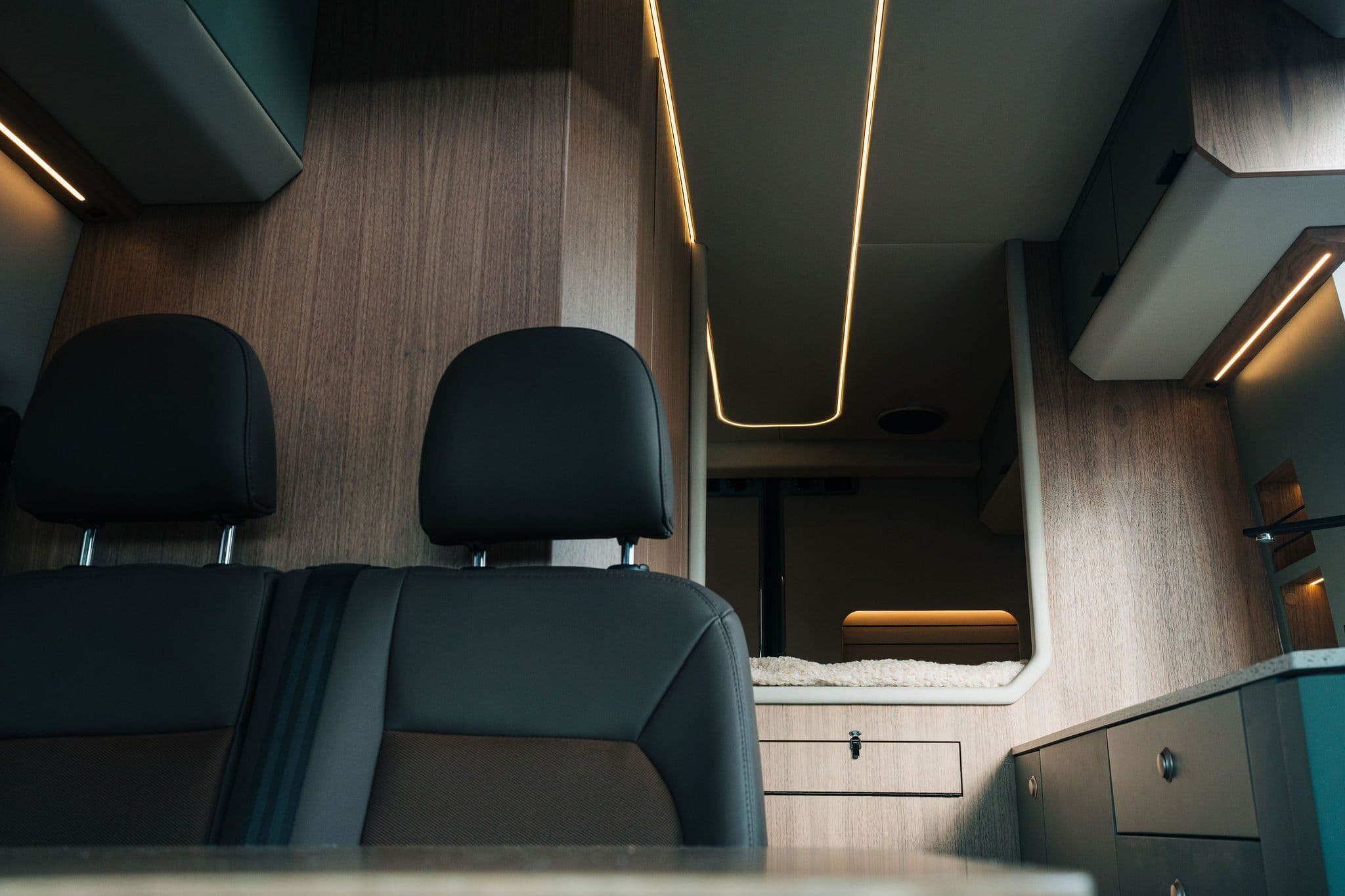 Lounge and dinette in real wood veneer